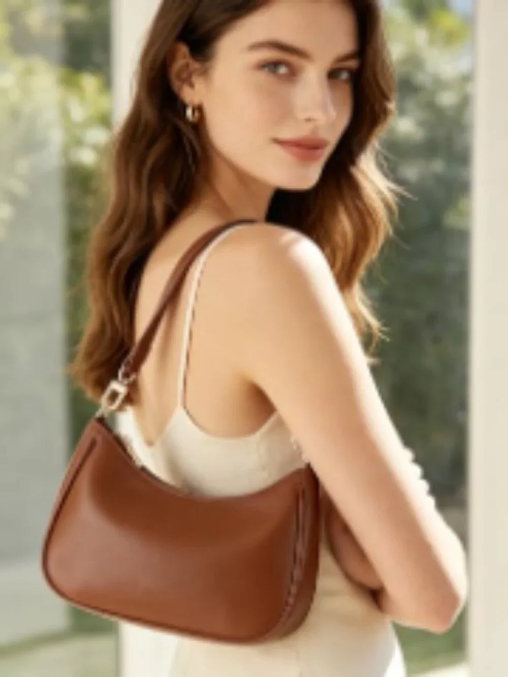 PU Leather Hobo Shoulder Bag for Women, Cute Tote Handbag with Zipper Closure